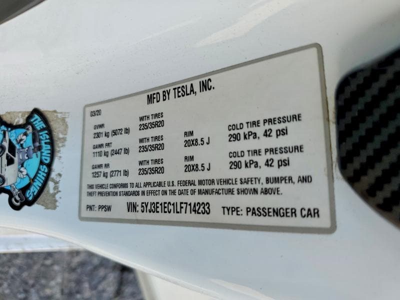 2020 TESLA MODEL 3 12