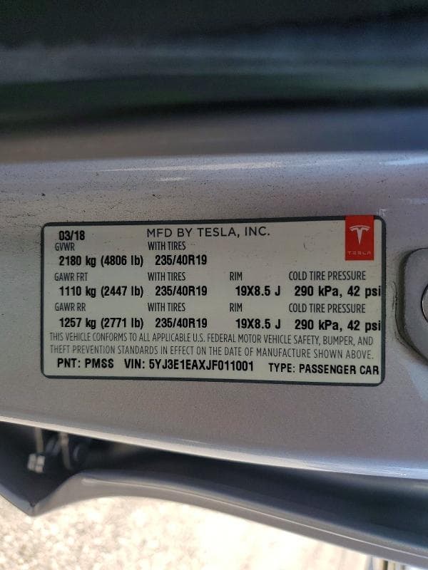 2018 TESLA MODEL 3 12