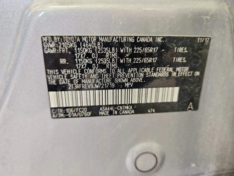2018 TOYOTA RAV4 XLE 12