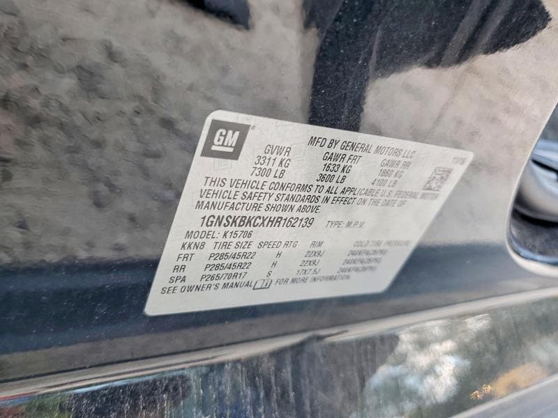 2017 CHEVROLET TAHOE K1500 LT 14