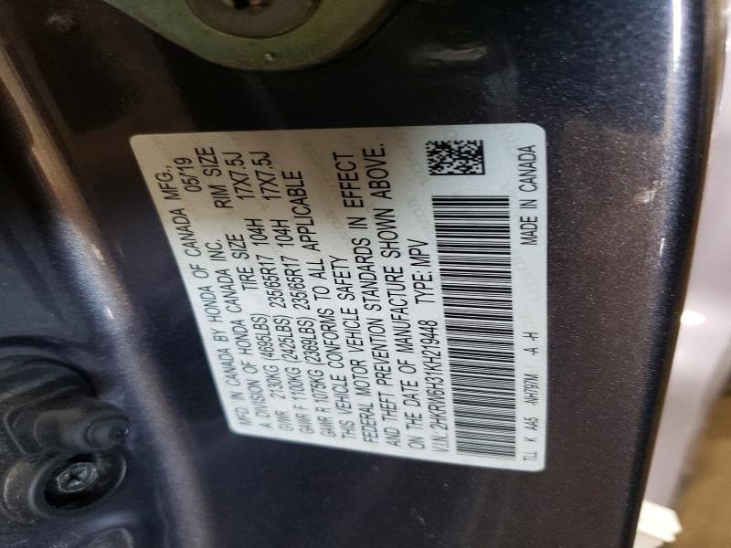 2019 HONDA CR-V LX 14