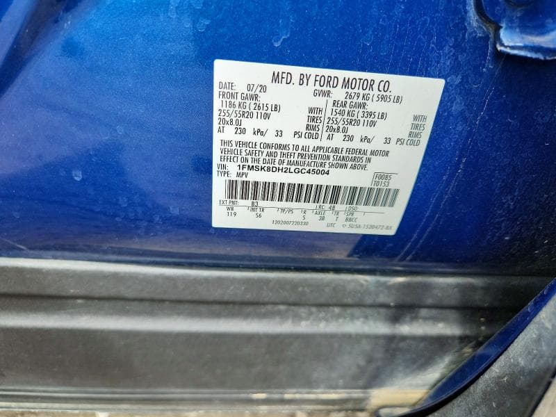 2020 FORD EXPLORER XLT 14