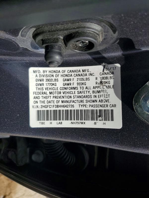 2017 HONDA CIVIC EX 12