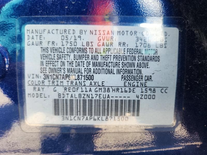 2019 NISSAN VERSA SV 12