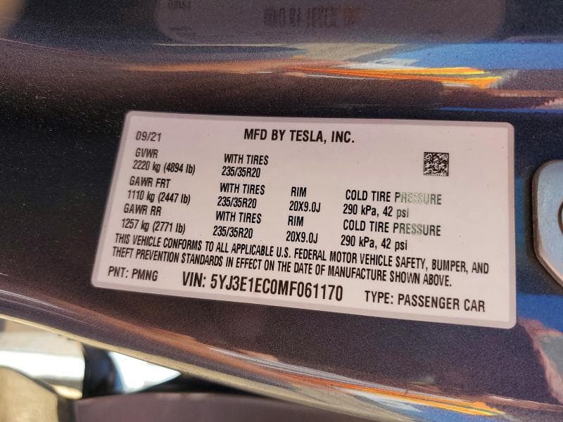 2021 TESLA MODEL 3 12