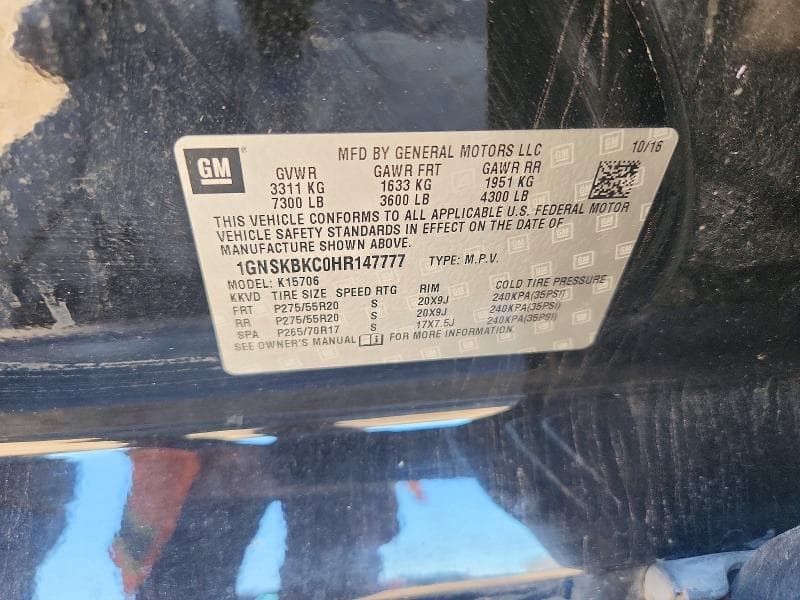 2017 CHEVROLET TAHOE K1500 LT 12