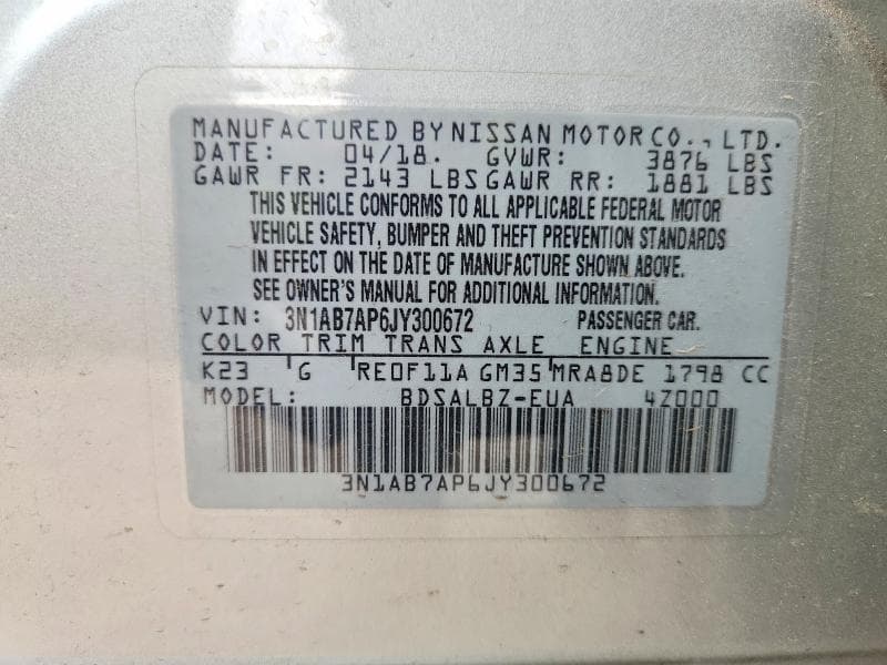 2018 NISSAN SENTRA S 13