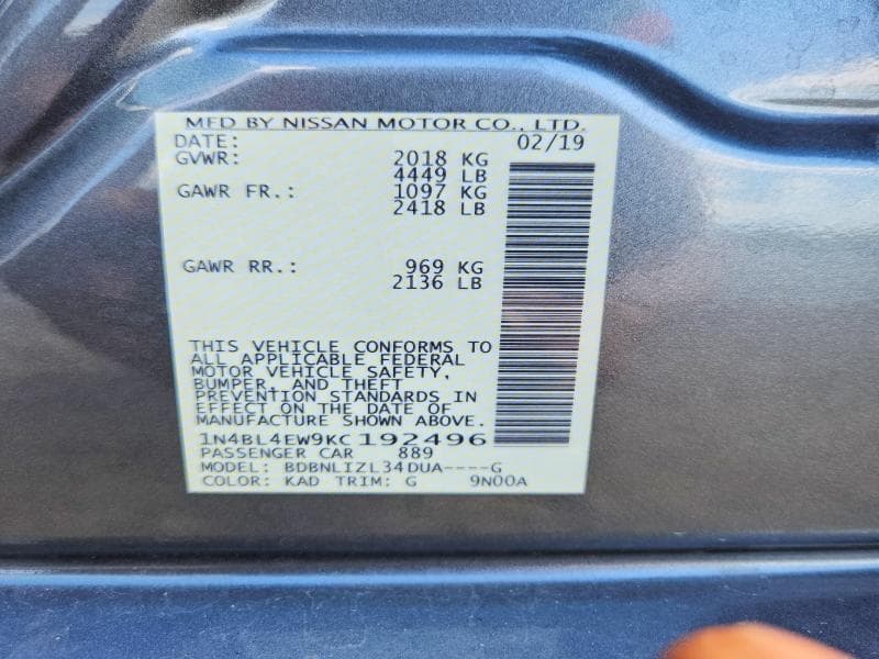 2019 NISSAN ALTIMA SL 12