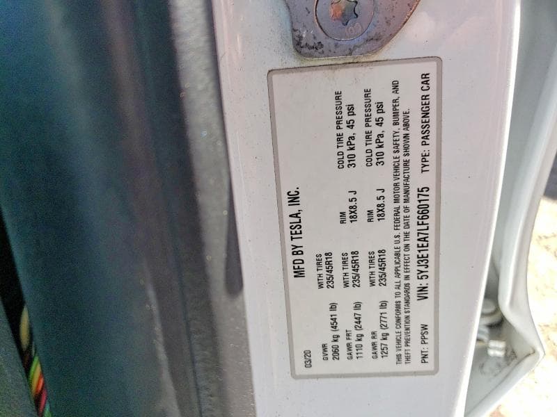 2020 TESLA MODEL 3 12