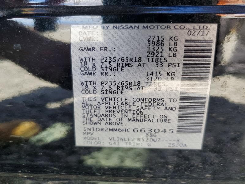 2017 NISSAN PATHFINDER SV 13