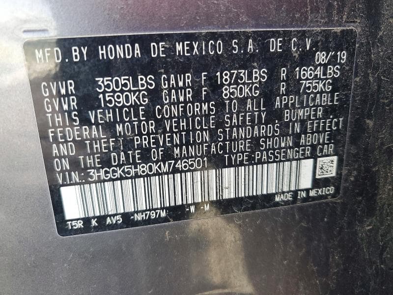 2019 HONDA FIT EX 12