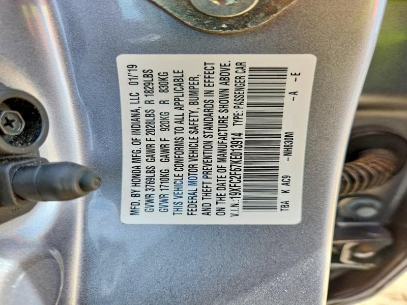 2019 HONDA CIVIC LX 12