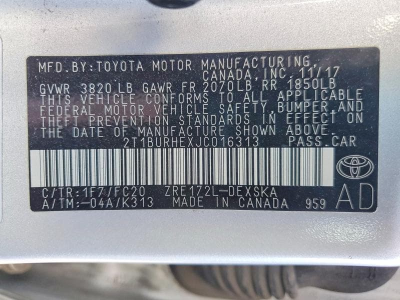 2018 TOYOTA COROLLA SE 13