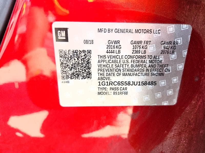 2018 CHEVROLET VOLT LT 12