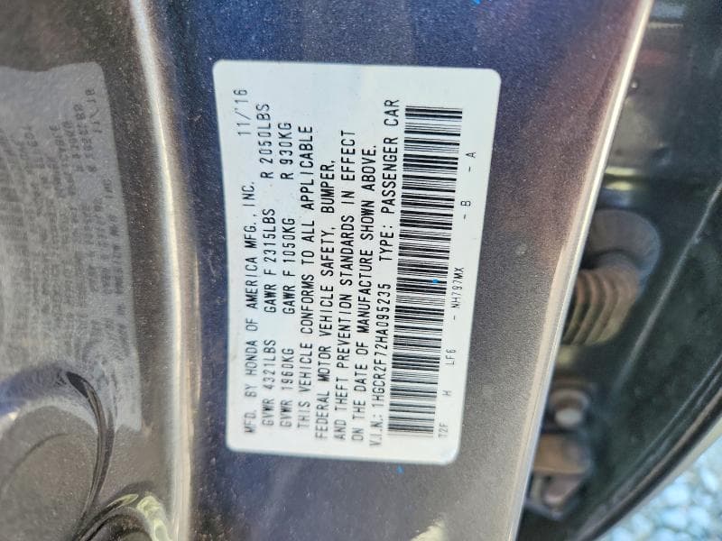 2017 HONDA ACCORD EX 12