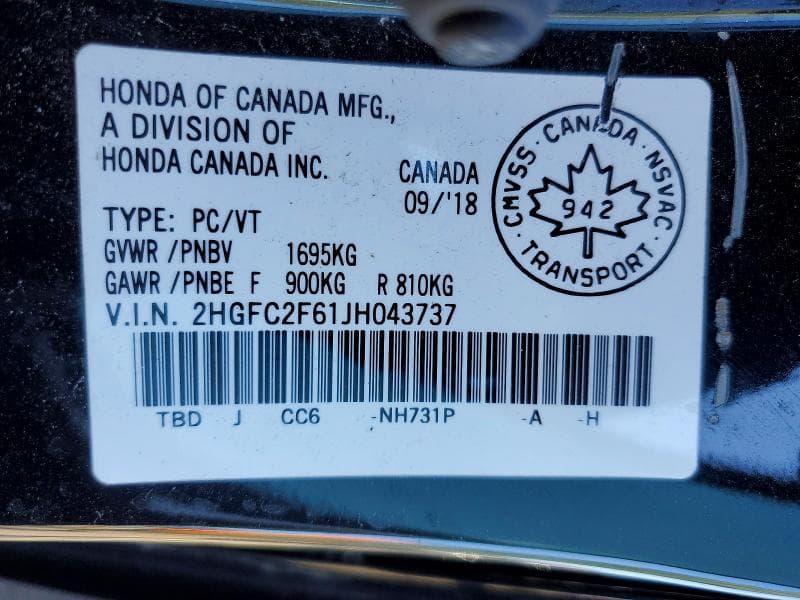 2018 HONDA CIVIC LX 12