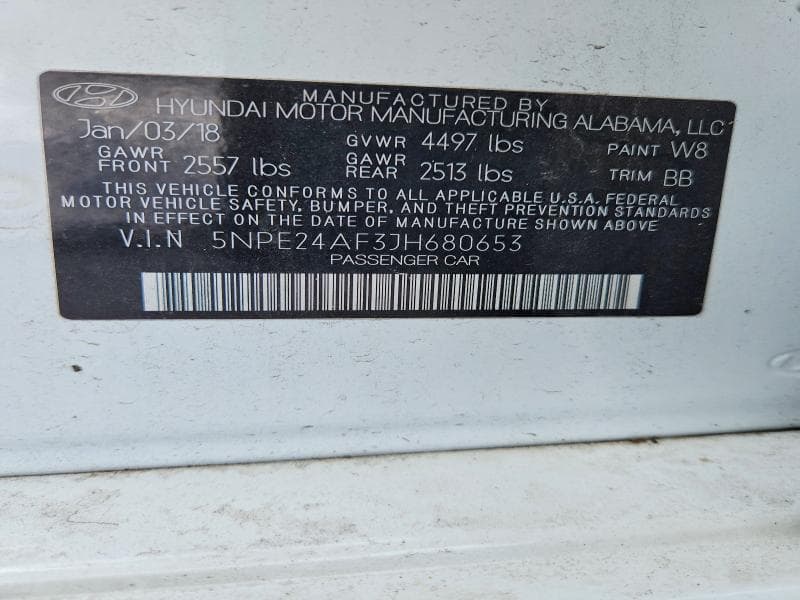 2018 HYUNDAI SONATA SE 12
