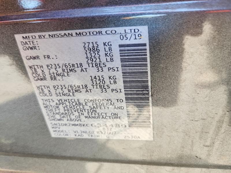 2019 NISSAN PATHFINDER SL 12