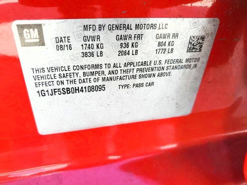 2017 CHEVROLET SONIC PREMIER 13