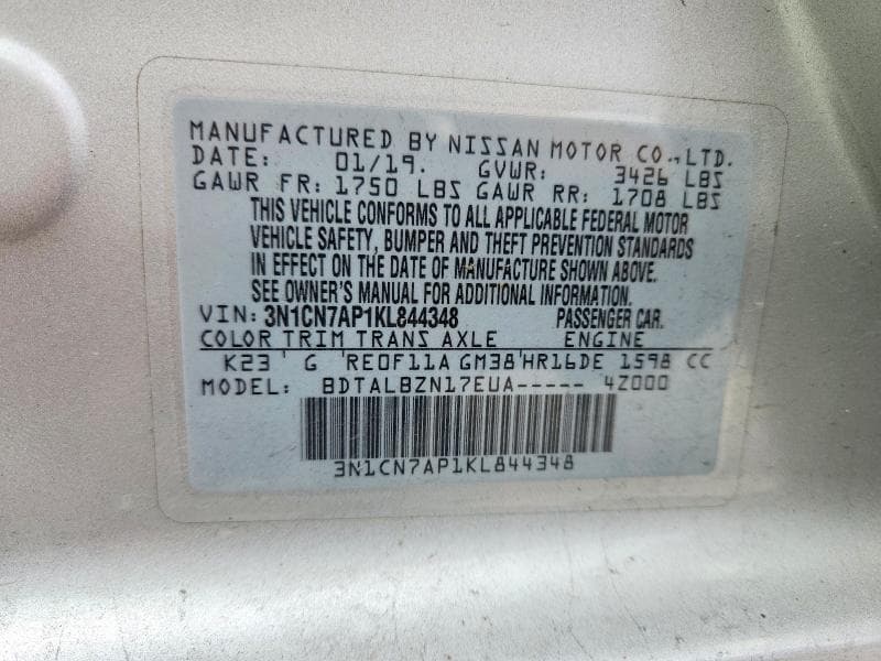 2019 NISSAN VERSA SV 13