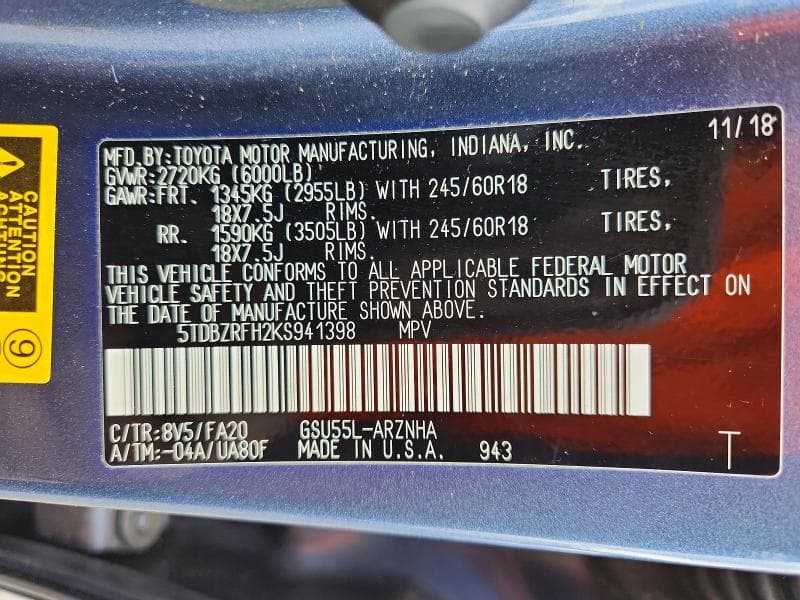 2019 TOYOTA HIGHLANDER LE PLUS 13