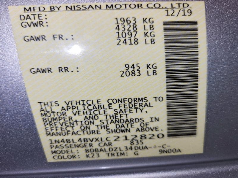2020 NISSAN ALTIMA S 12