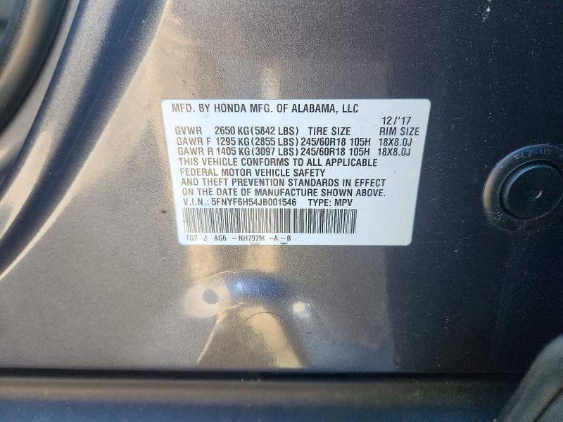 2018 HONDA PILOT EXL 13