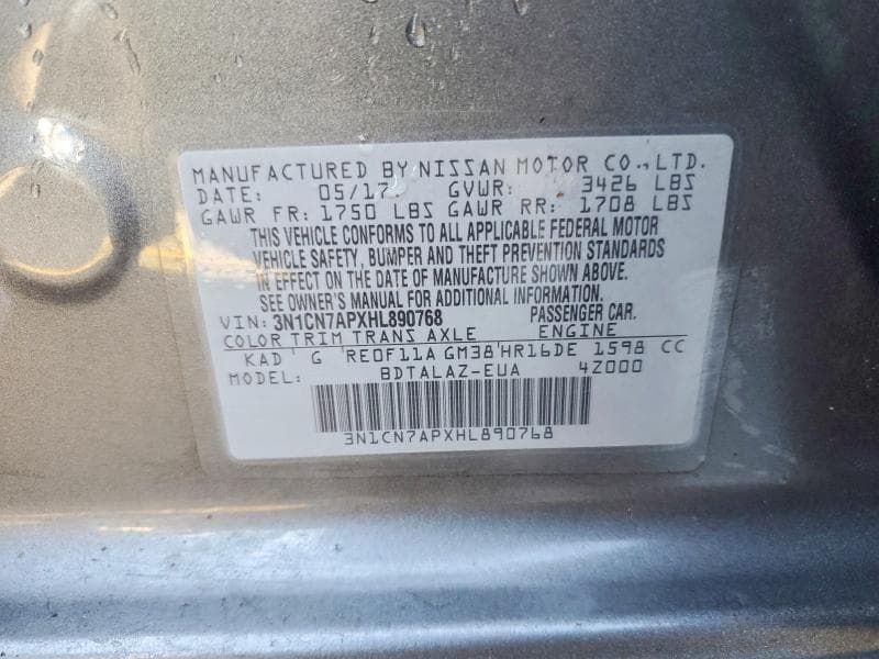 2017 NISSAN VERSA 1.6 S PLUS 13