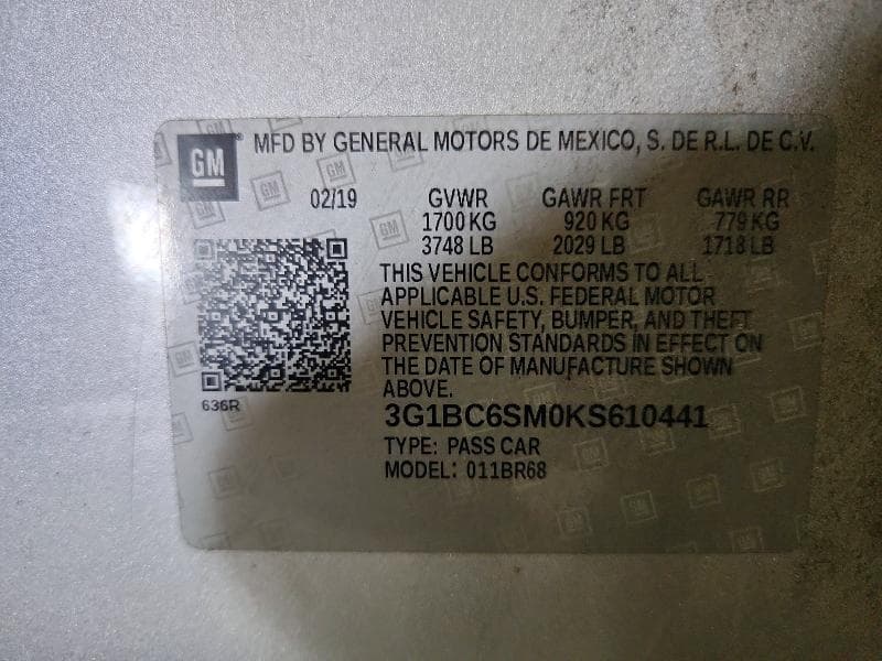 2019 CHEVROLET CRUZE LS 12