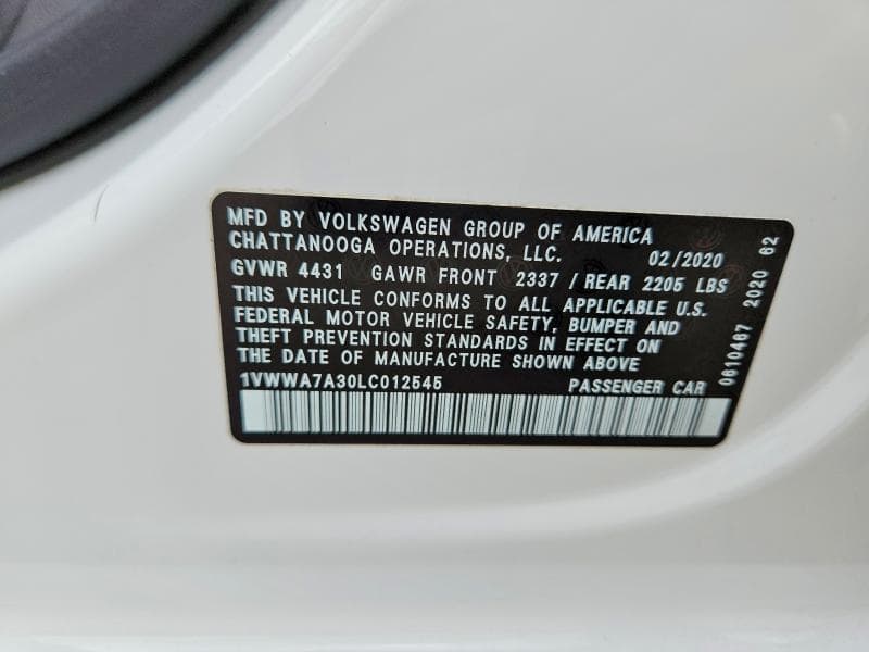 2020 VOLKSWAGEN PASSAT SE 12