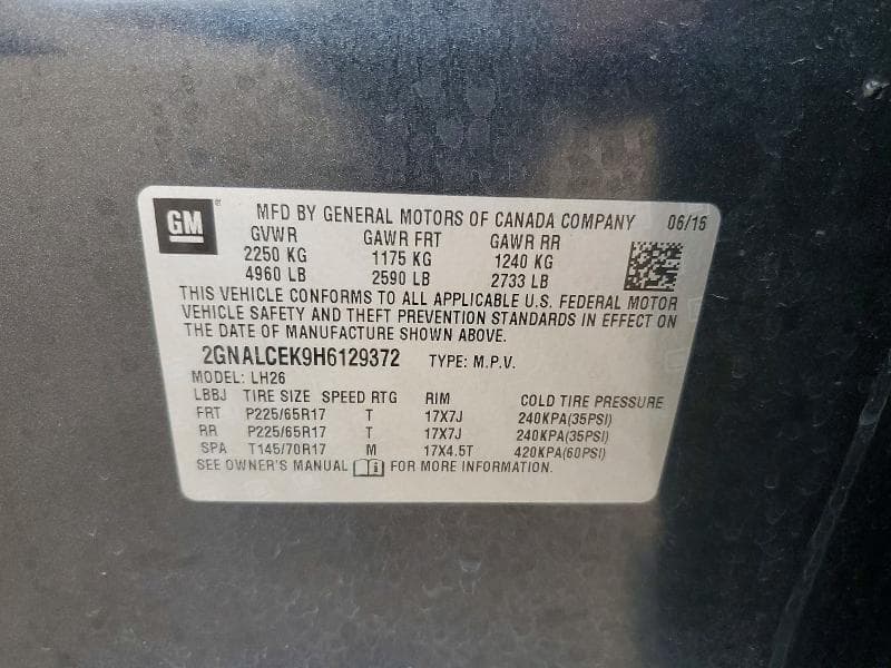 2017 CHEVROLET EQUINOX LT 12