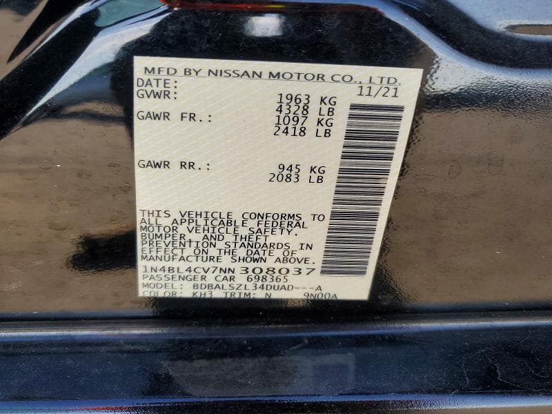 2022 NISSAN ALTIMA SR 12