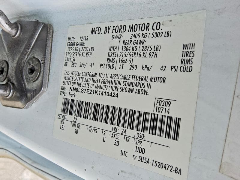 2019 FORD TRANSIT CONNECT XL 12