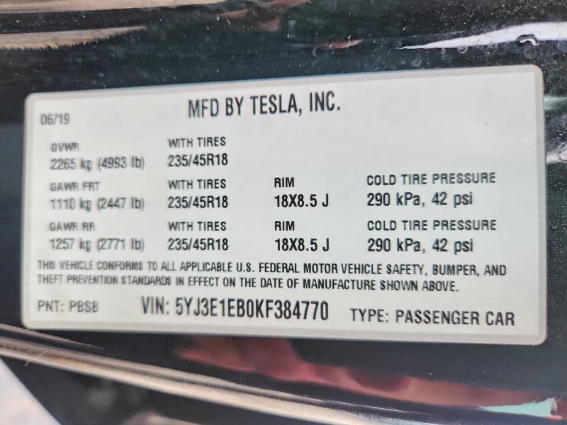 2019 TESLA MODEL 3 12