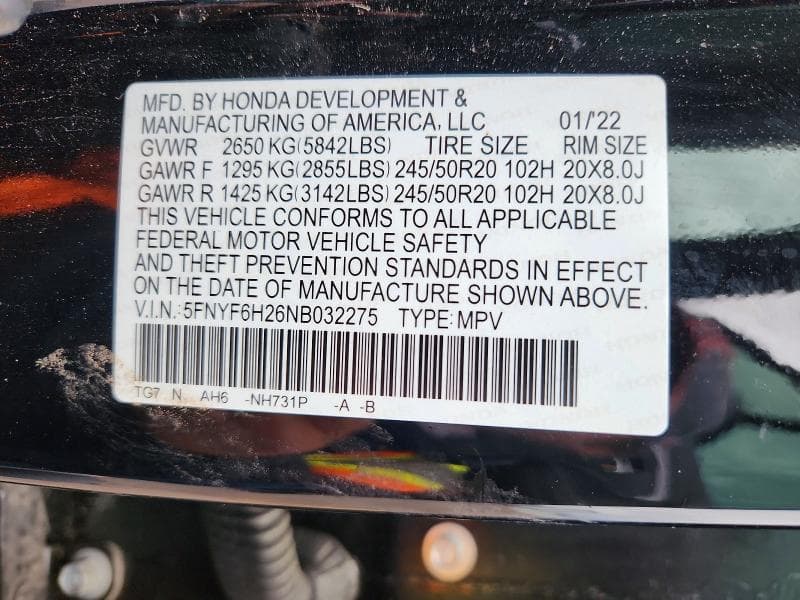 2022 HONDA PILOT SE 13