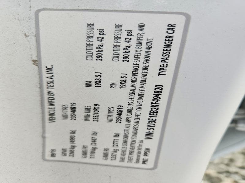 2019 TESLA MODEL 3 12