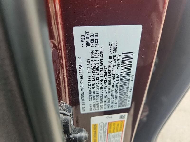 2021 HONDA PILOT EX 13