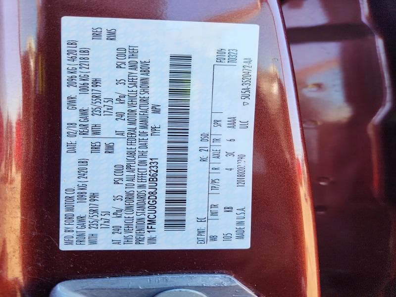 2018 FORD ESCAPE SE 13