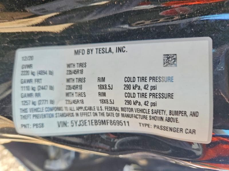 2021 TESLA MODEL 3 13