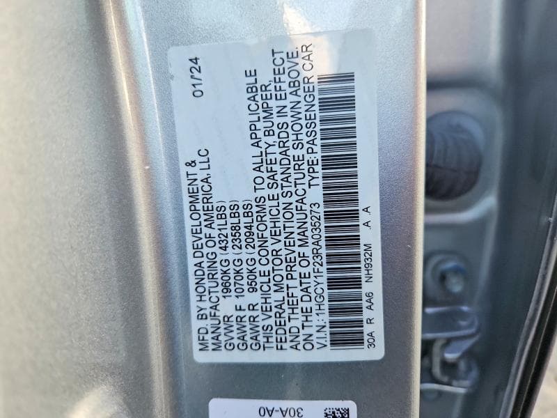 2024 HONDA ACCORD LX 12