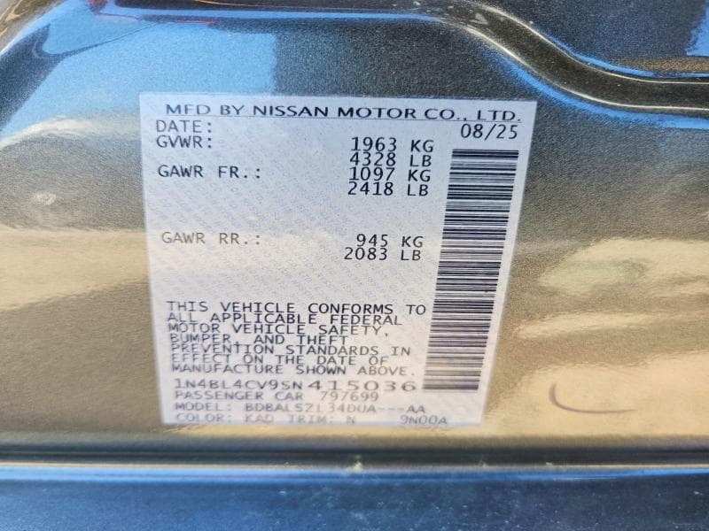 2025 NISSAN ALTIMA SR 12