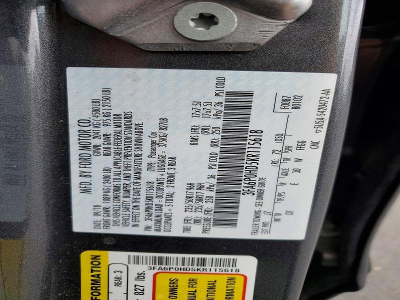 2019 FORD FUSION SE 12