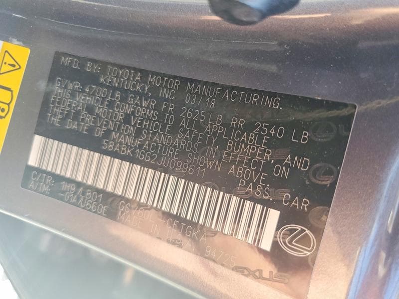 2018 LEXUS ES 350 12