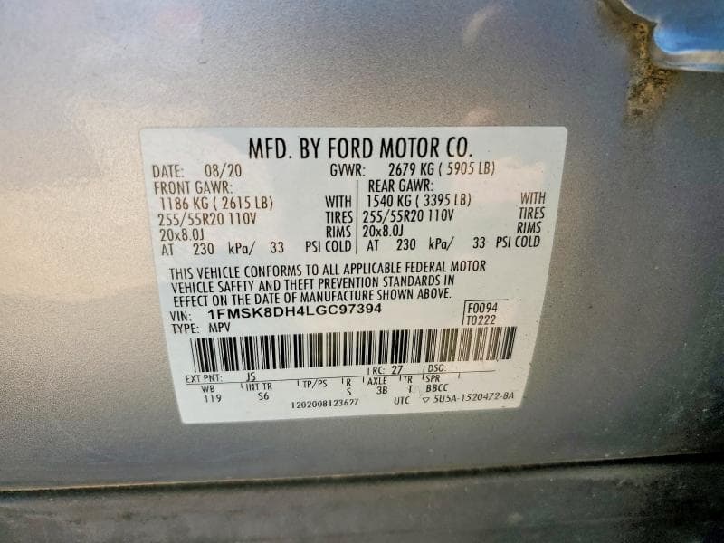 2020 FORD EXPLORER XLT 13