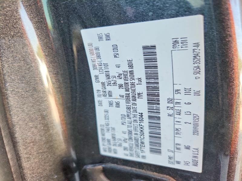 2019 FORD F150 SUPERCREW 12