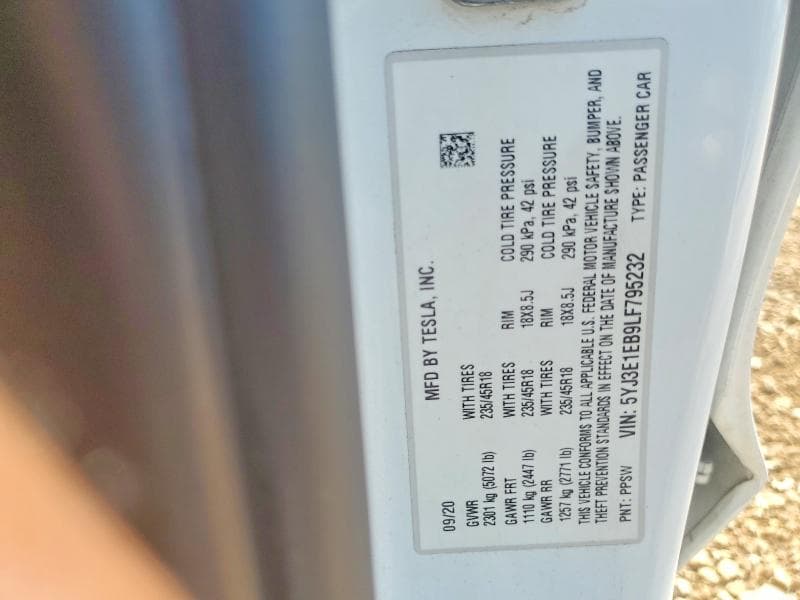 2020 TESLA MODEL 3 12