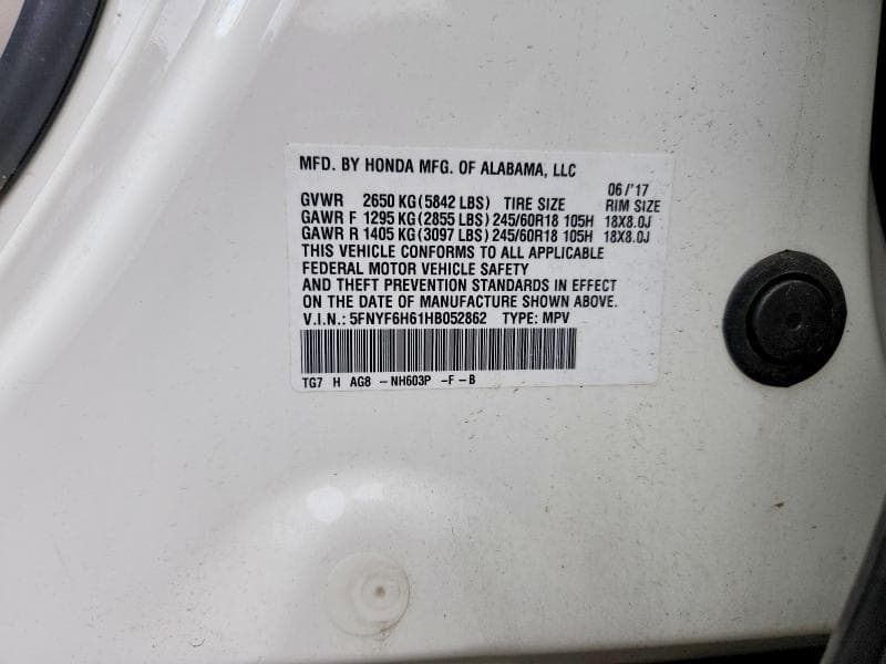 2017 HONDA PILOT EXL 13