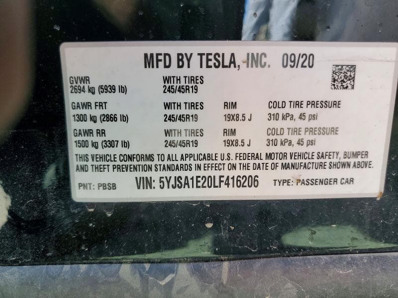 2020 TESLA MODEL S 12
