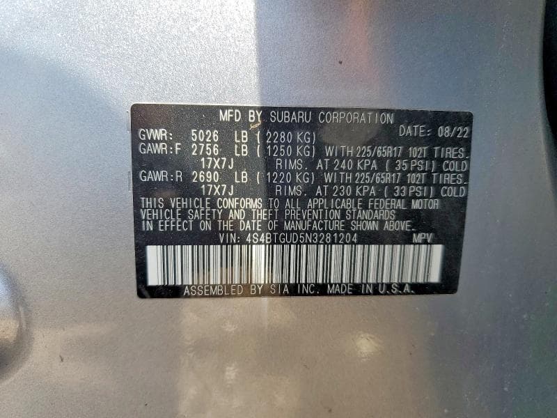 2022 SUBARU OUTBACK WILDERNESS 13
