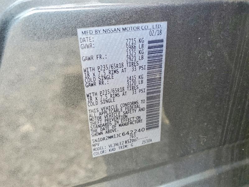 2018 NISSAN PATHFINDER SV 13